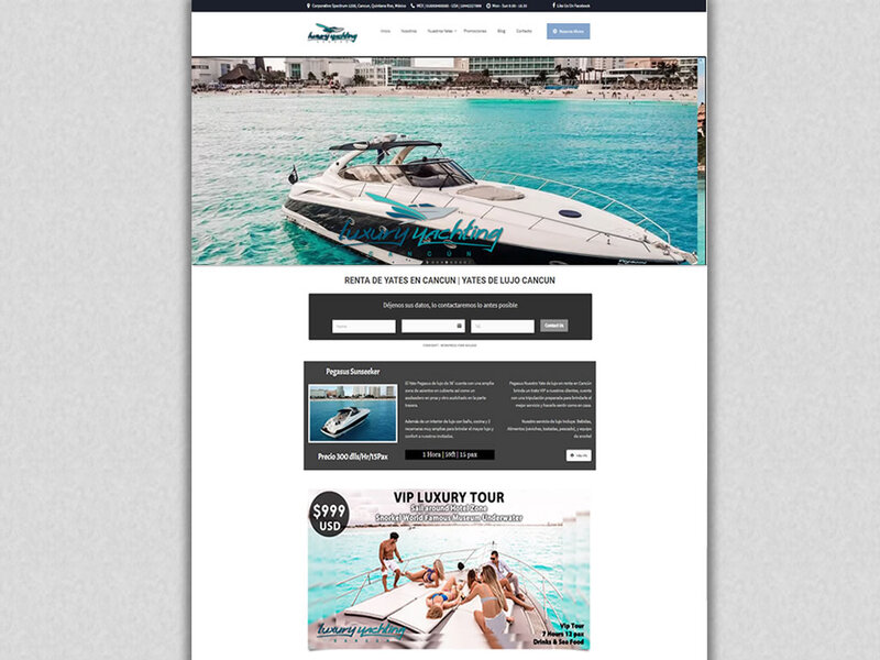 Sitio web Renta de Yates Cancún